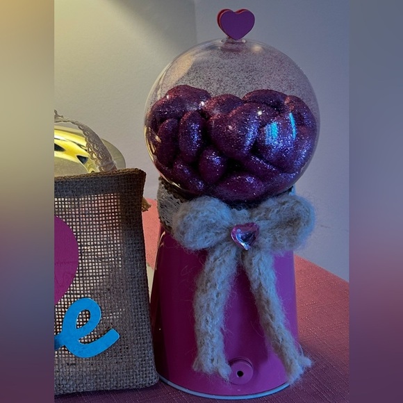 2/$25 Handmade Glitter Heart Faux Gumball Machine Rustic Decor Tier Tray Display - Picture 1 of 2